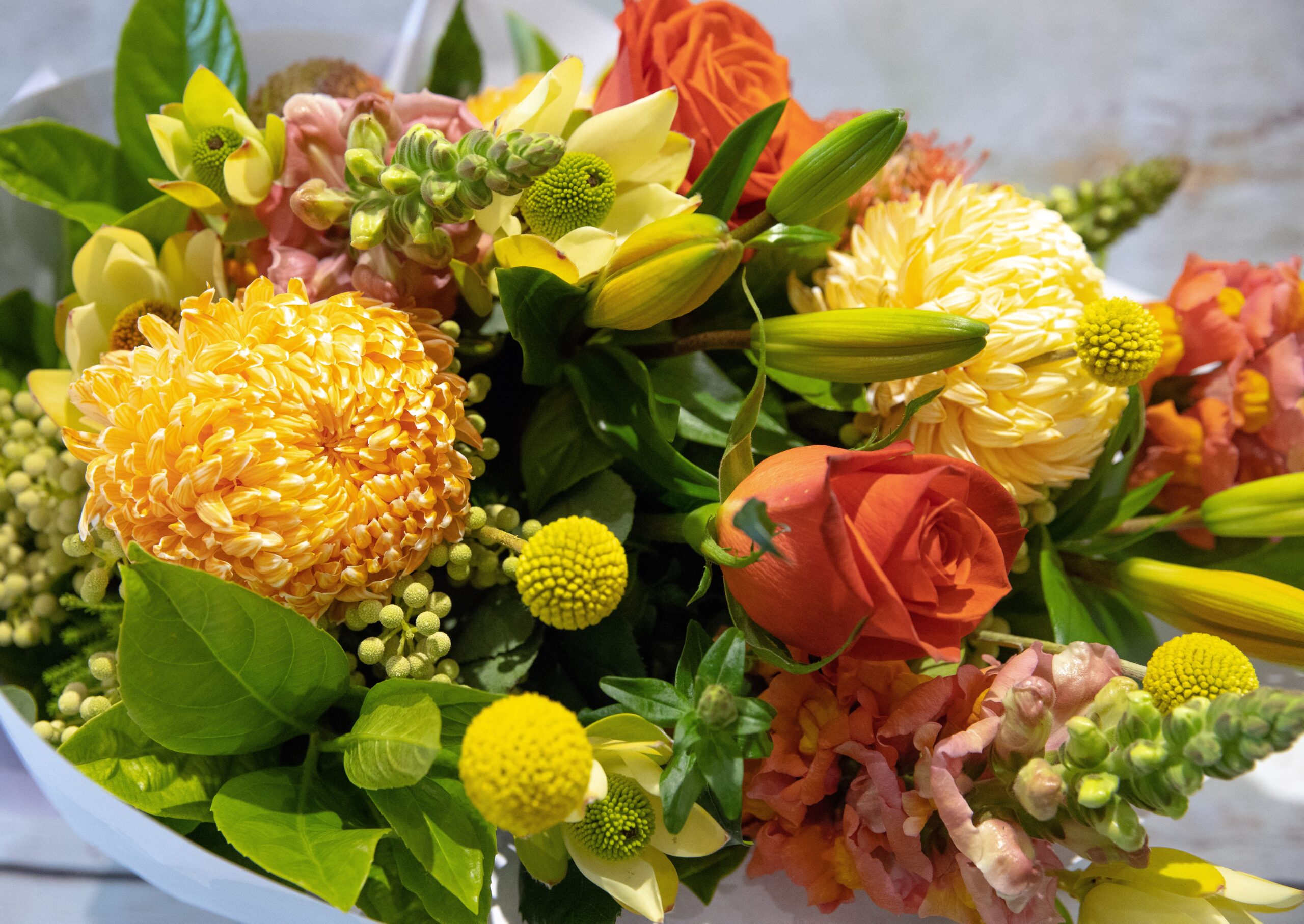Bright bouquet of mixed flowers