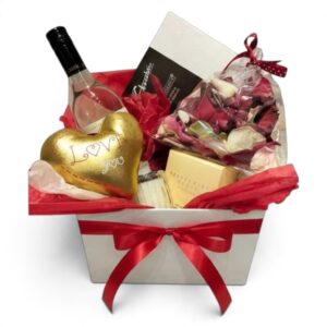 Sealed with a Kiss Valentine’s wine hamper by Flower Daise, Ferntree Gully florist